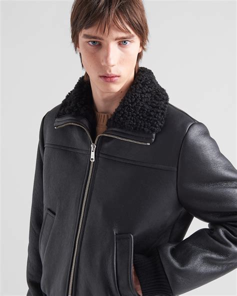 red prada shearling coat|Black Shearling Fur Coat .